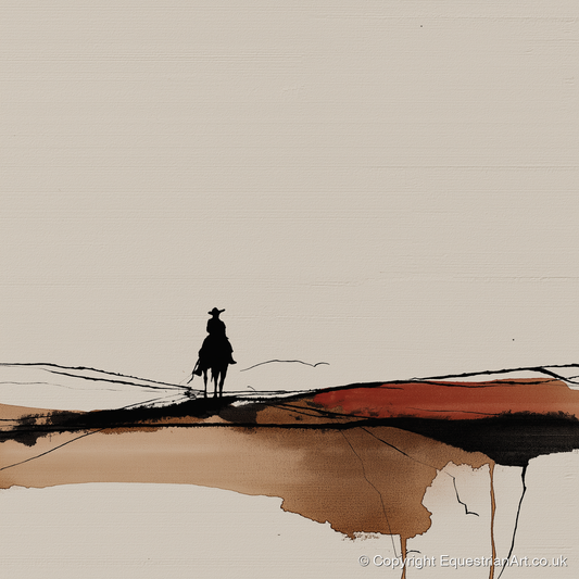 Solitary Western Horizon - western horse art print and canvas by Julian Vance A.I