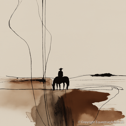 Solitary Western Horizon - western horse art print and canvas by Julian Vance A.I