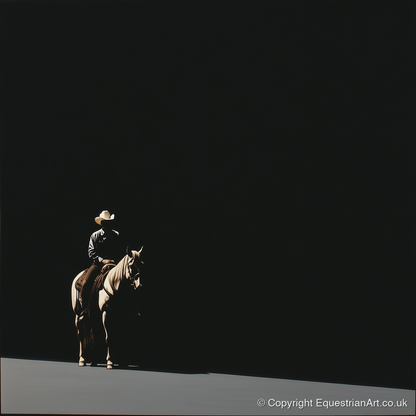 Solitary Western Rider - western horse art print and canvas by Adelaide Calloway A.I