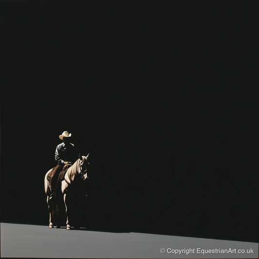 Solitary Western Rider - western horse art print and canvas by Adelaide Calloway A.I