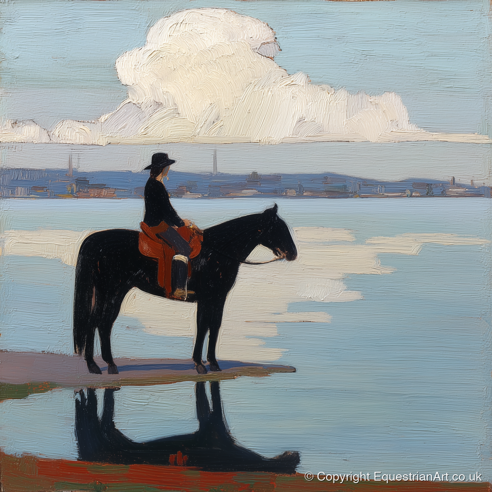 Solitude at the Shore - beach horse art print and canvas by Ralph Tennyson A.I