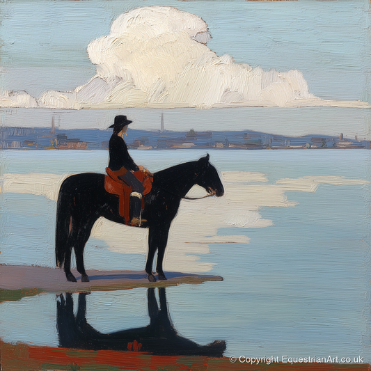 Solitude at the Shore - beach horse art print and canvas by Ralph Tennyson A.I