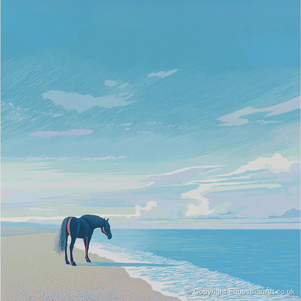 Solitude by the Sea - horse landscape art print and canvas by Simon Whitlock A.I