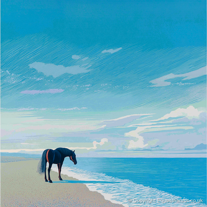 Solitude by the Sea - horse landscape art print and canvas by Simon Whitlock A.I