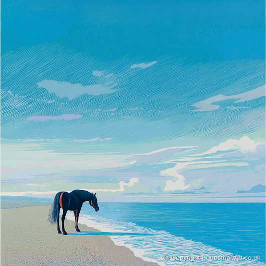 Solitude by the Sea - horse landscape art print and canvas by Simon Whitlock A.I