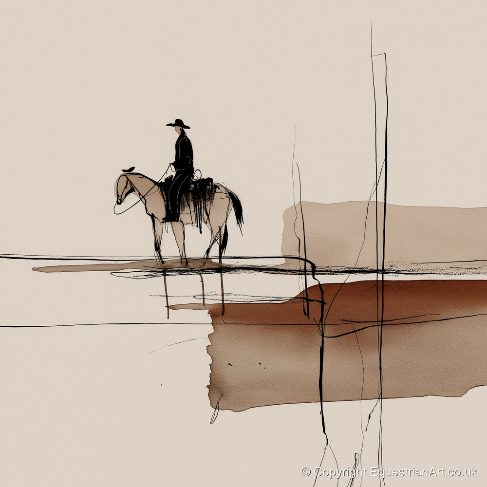 Solitude in Sepia - western horse art print and canvas by Julian Vance A.I
