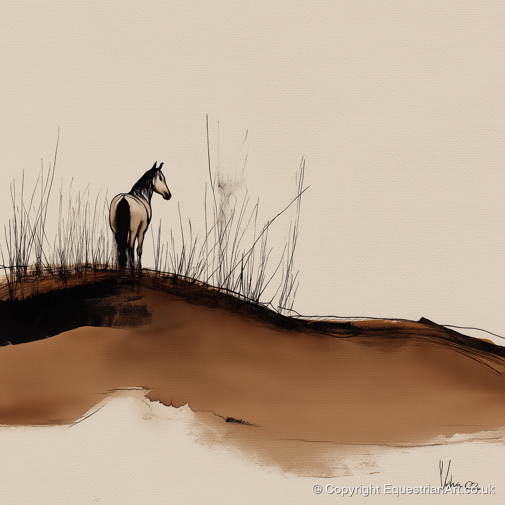 Solitude on the Ridge - horse landscape art print and canvas by Julian Vance A.I