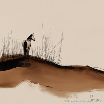 Solitude on the Ridge - horse landscape art print and canvas by Julian Vance A.I