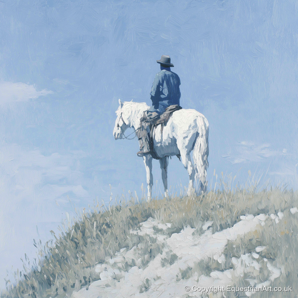 Solitude on the Ridge - western horse art print and canvas by Oscar Pendleton A.I
