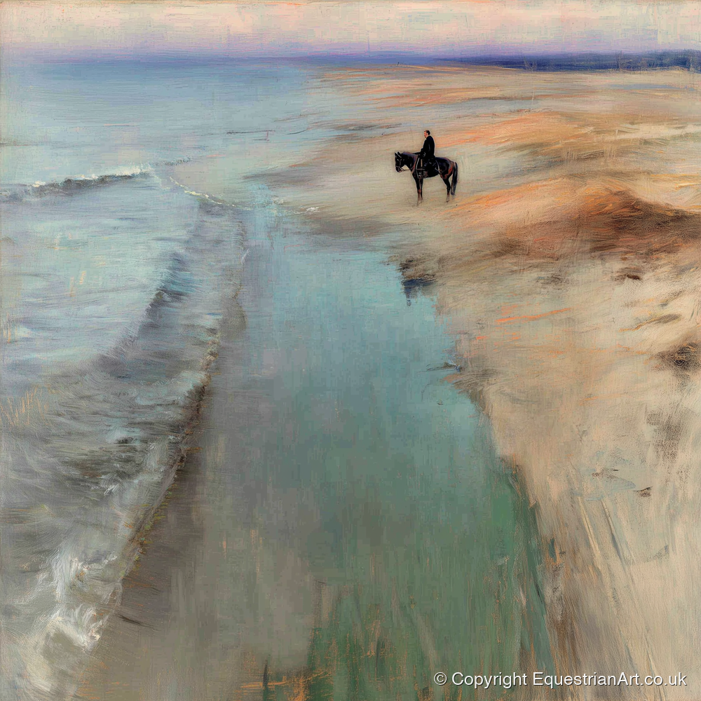 Solitude on the Sands - horse landscape art print and canvas by Nathaniel Reed A.I