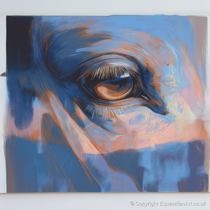 Soulful Azure Gaze - horse portrait art print and canvas by Charles Ashford A.I
