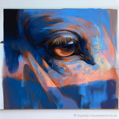 Soulful Azure Gaze - horse portrait art print and canvas by Charles Ashford A.I