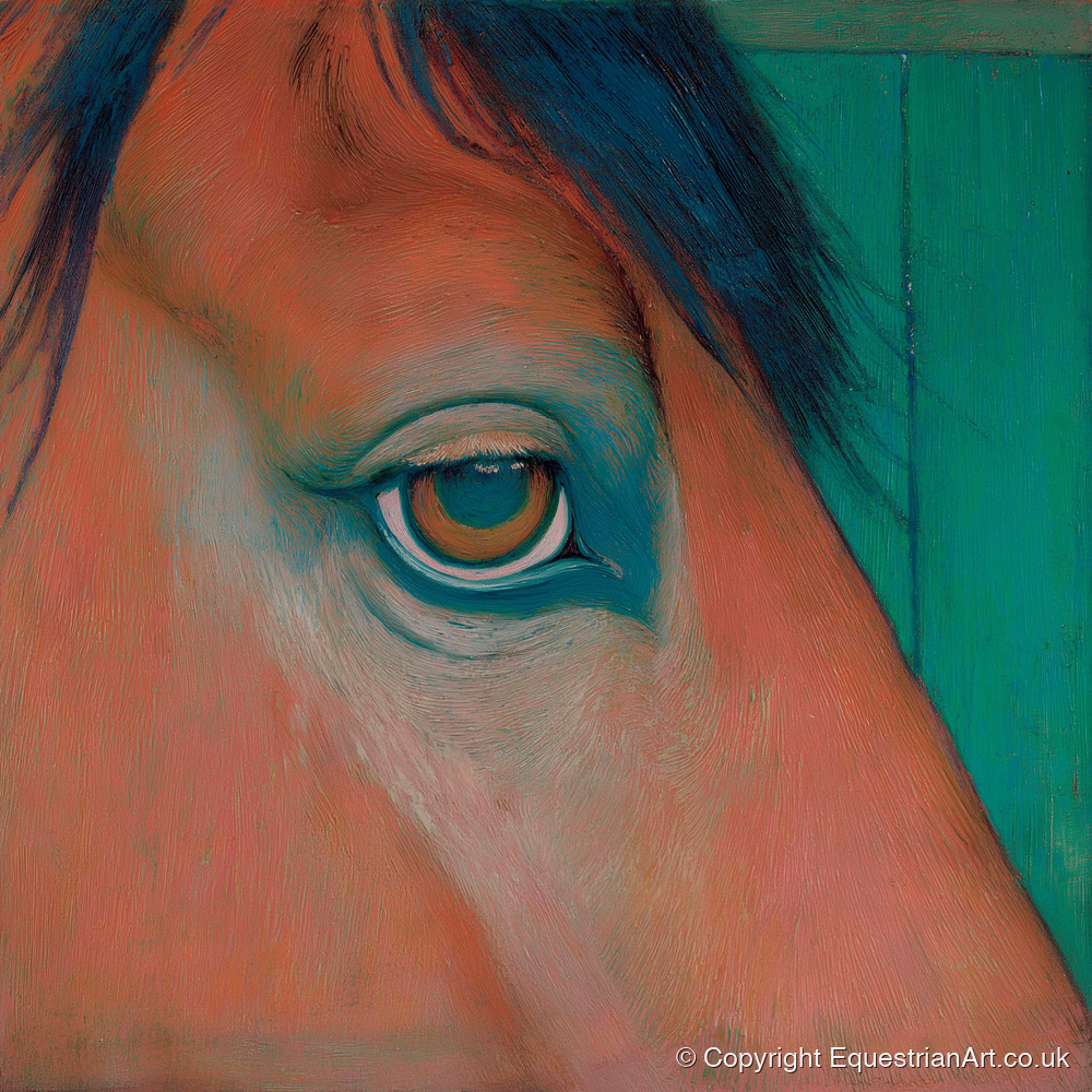 Soulful Emerald Gaze - horse portrait art print and canvas by Lawrence Gable A.I
