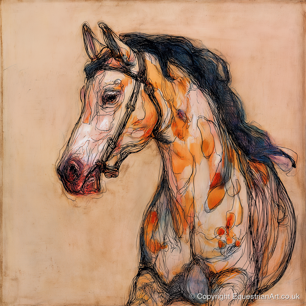 Soulful Ochre Profile - horse breed art print and canvas by Clementine Villiers A.I