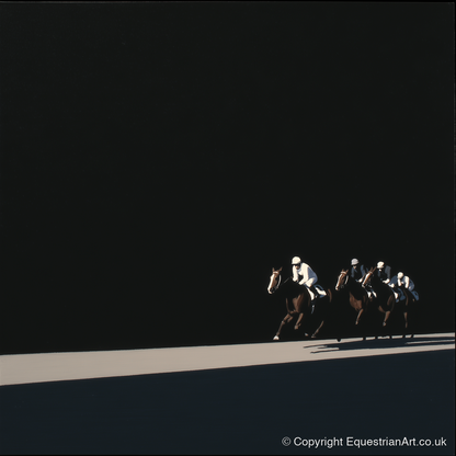 Speed in Shadows - racing horse art print and canvas by Adelaide Calloway A.I