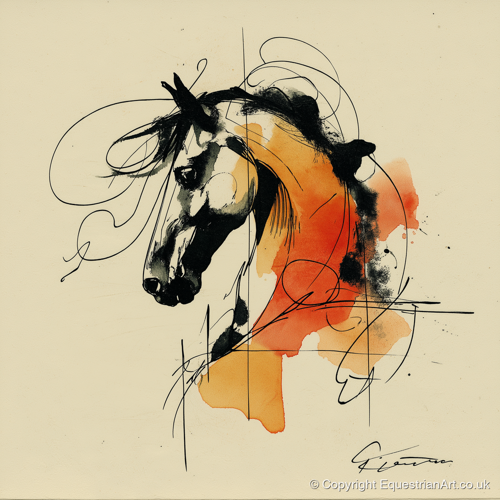 Spirit in Ink and Amber - horse breed art print and canvas by Edwin Carlisle A.I