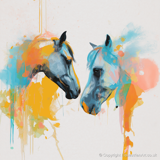 Spirited Bond - horse portrait art print and canvas by Gwendolyn Hurst A.I
