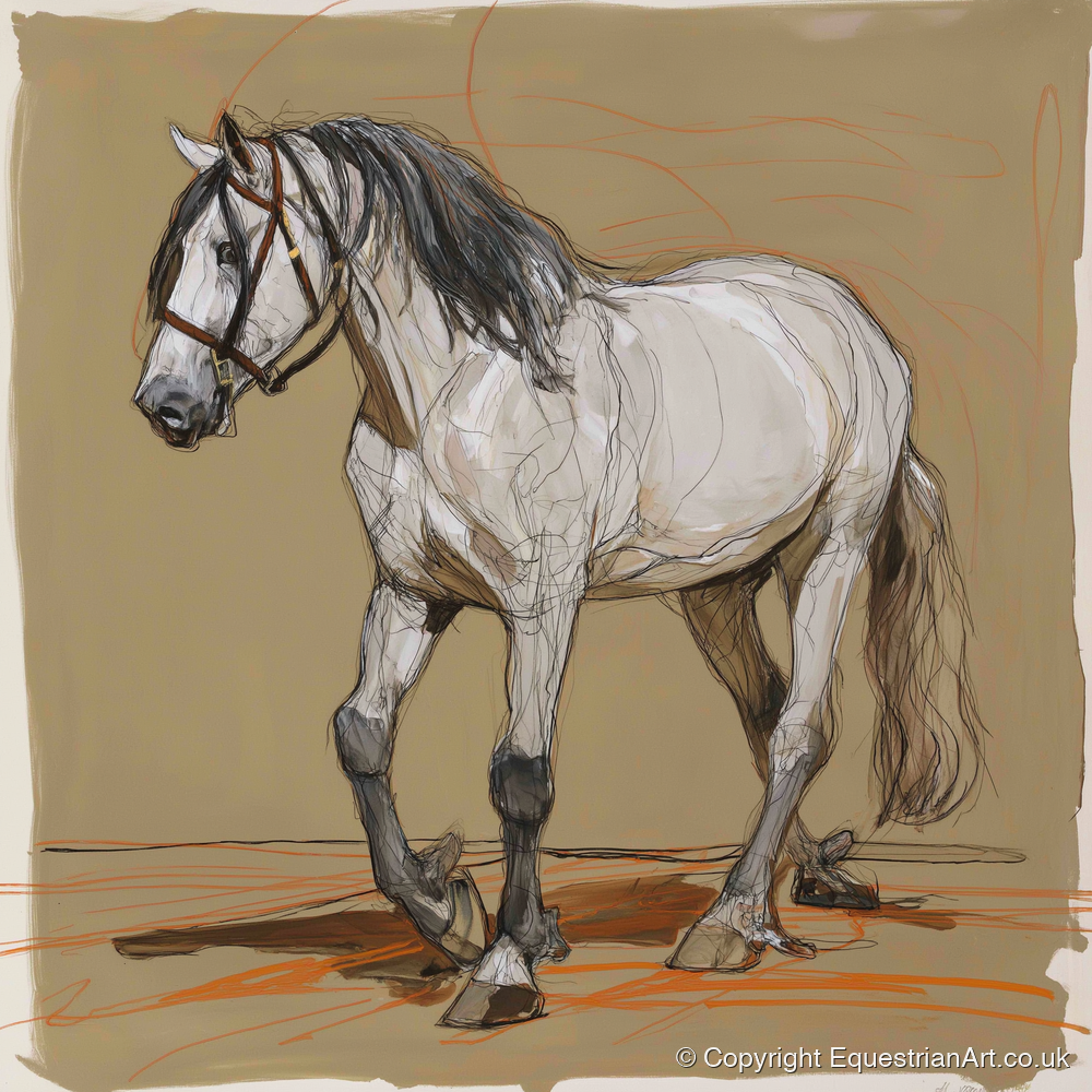 Spirited Grey Study - horse breed art print and canvas by Jasper Montgomery A.I
