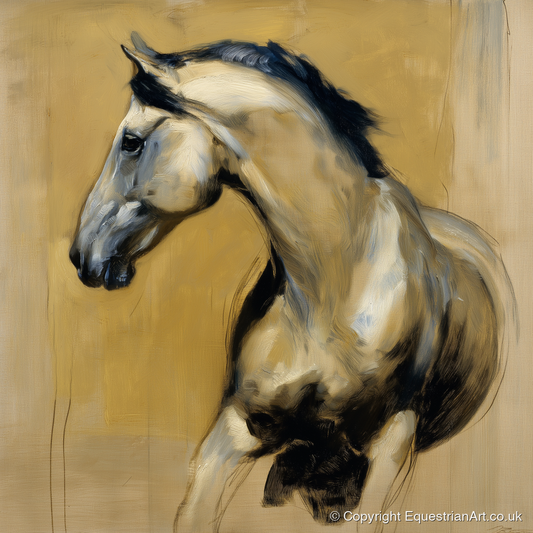 Spirited Ochre Profile - horse portrait art print and canvas by Samuel Pembroke A.I