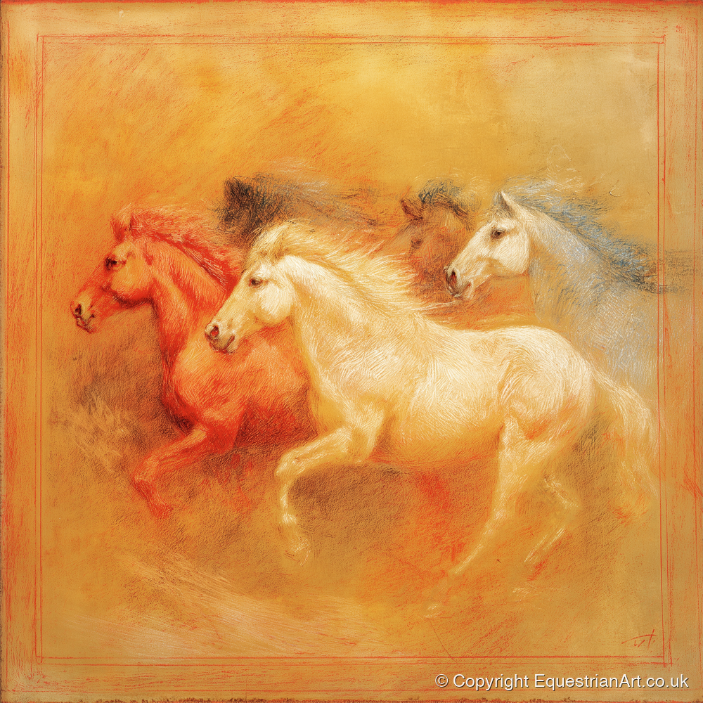 Spirited Terracotta Herd - wild horses art print and canvas by Douglas Fairley A.I