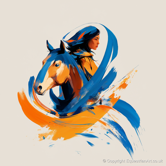 Spirits Entwined - horse & rider art print and canvas by Winston Archer A.I