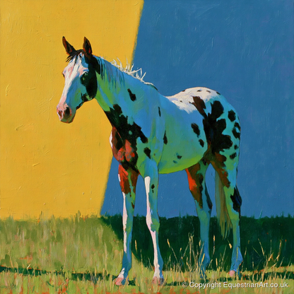 Spotted Horse in Vibrant Colours - horse breed art print and canvas by Daphne Morley A.I