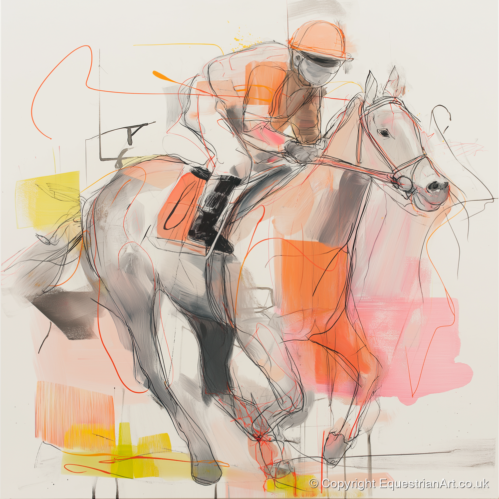 Sprint to the Wire - racing horse art print and canvas by Rosemary Haste A.I