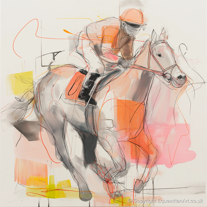 Sprint to the Wire - racing horse art print and canvas by Rosemary Haste A.I