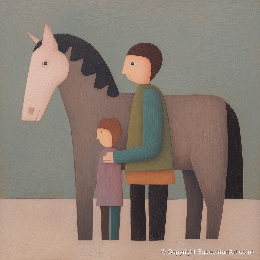 Standing Together - horse & rider art print and canvas by Wallace Bingham A.I