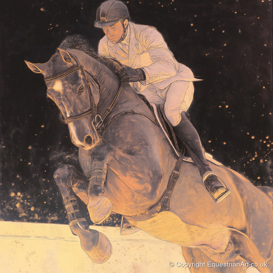 Stardust Showjumper - show jumping horse art print and canvas by Isobel Hawthorn A.I