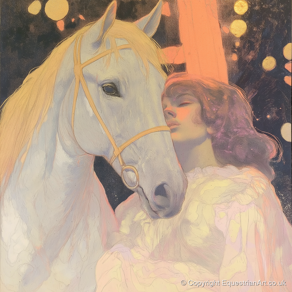 Starlit Bond - horse & rider art print and canvas by Isobel Hawthorn A.I