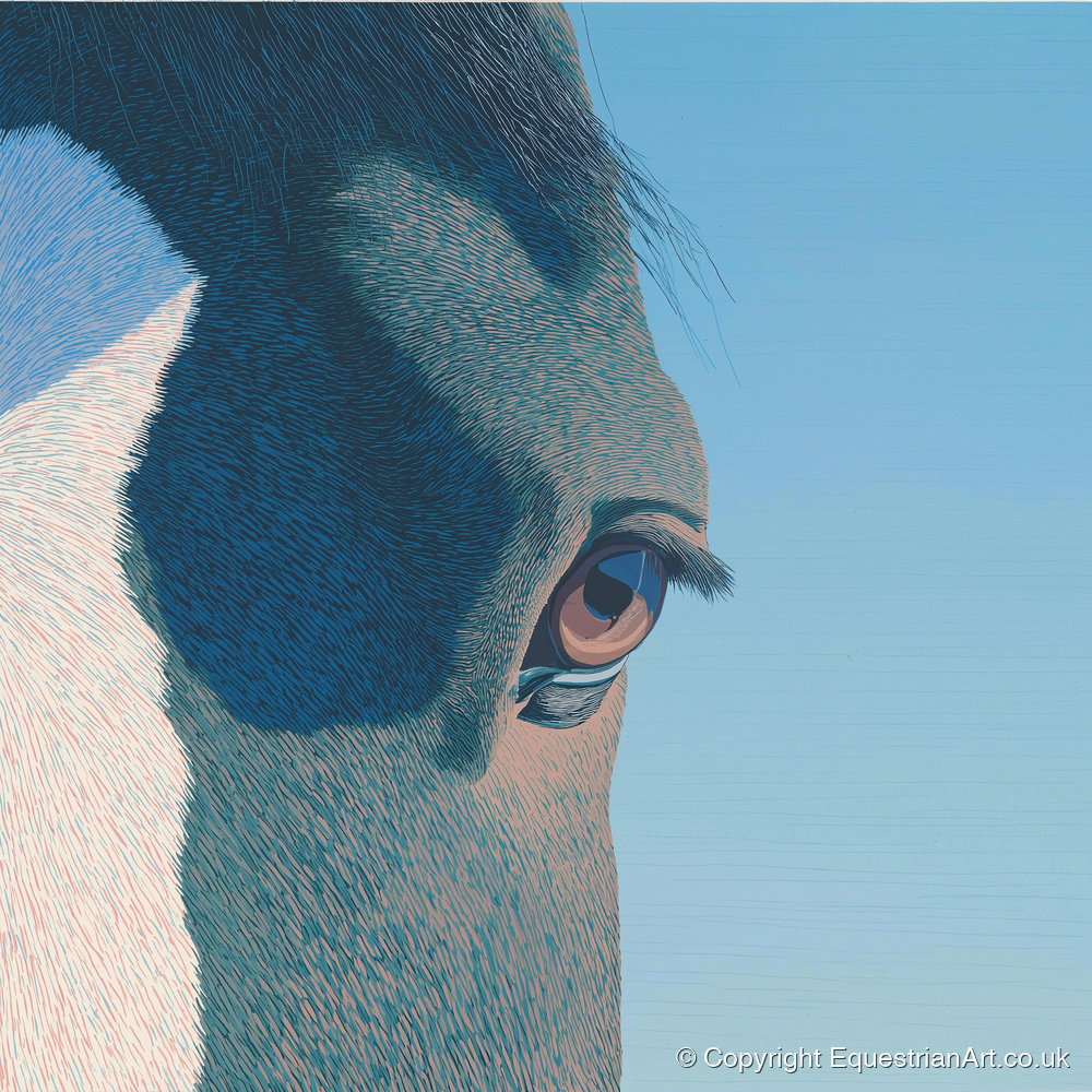 Stillness in Blue - horse portrait art print and canvas by Simon Whitlock A.I