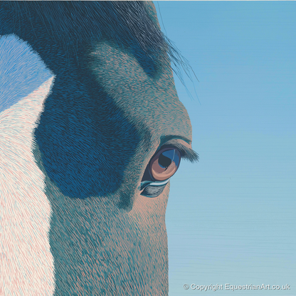 Stillness in Blue - horse portrait art print and canvas by Simon Whitlock A.I