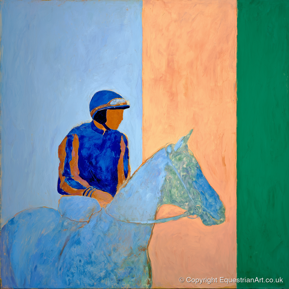 Stillness In The Saddle - racing horse art print and canvas by Lydia Thornton A.I