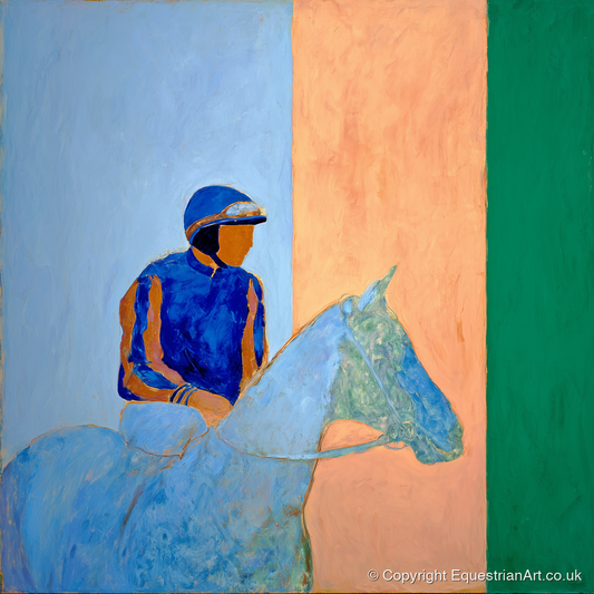 Stillness In The Saddle - racing horse art print and canvas by Lydia Thornton A.I