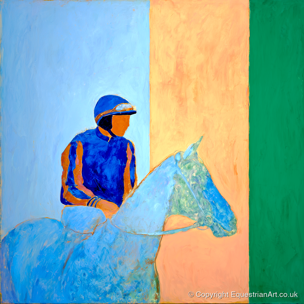 Stillness In The Saddle - racing horse art print and canvas by Lydia Thornton A.I