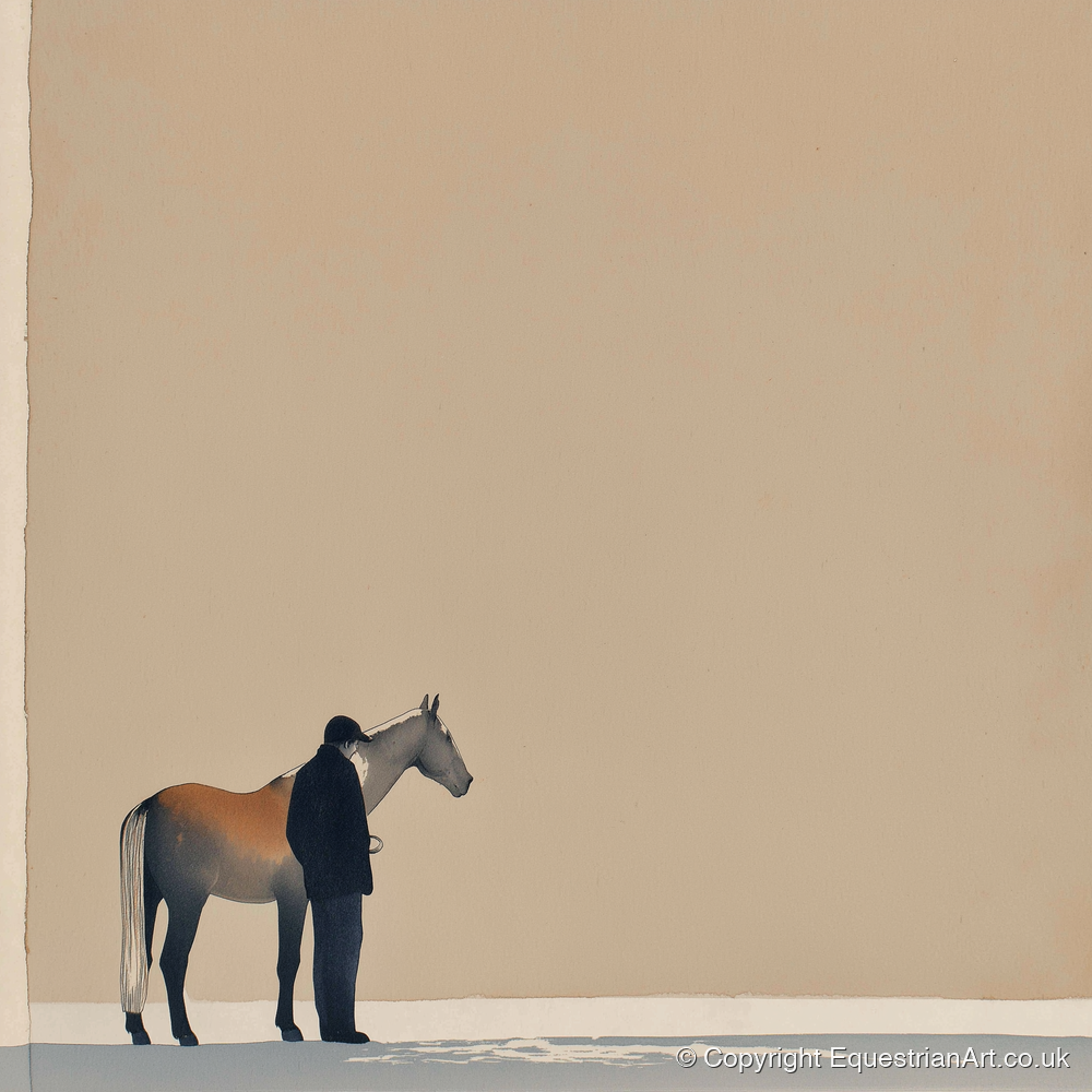 Stillness Together - horse & rider art print and canvas by Phillip Marbury A.I