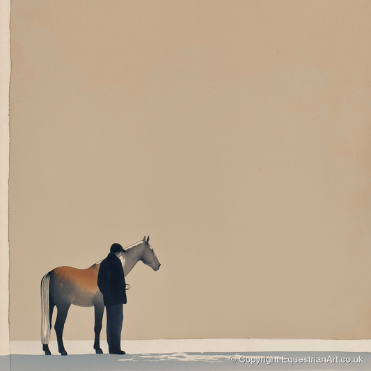 Stillness Together - horse & rider art print and canvas by Phillip Marbury A.I