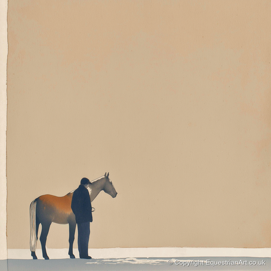 Stillness Together - horse & rider art print and canvas by Phillip Marbury A.I