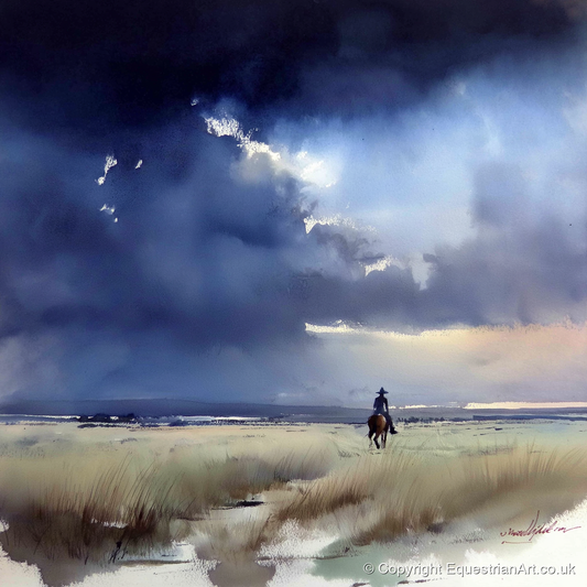 Storm Over the Plains - horse landscape art print and canvas by Eleanor Brooks A.I