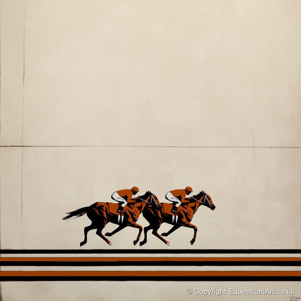 Stride for Stride - racing horse art print and canvas by Barnaby West A.I
