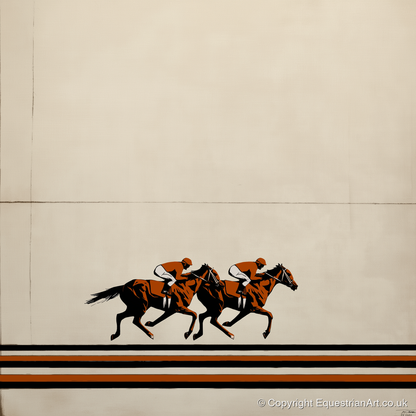Stride for Stride - racing horse art print and canvas by Barnaby West A.I
