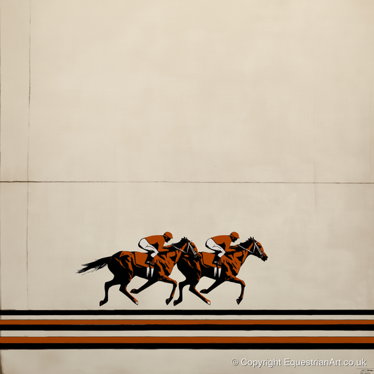Stride for Stride - racing horse art print and canvas by Barnaby West A.I