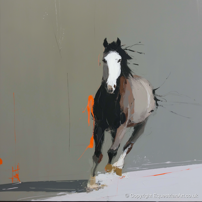 Striking Forward Impulse - horse portrait art print and canvas by Cedric Barrett A.I