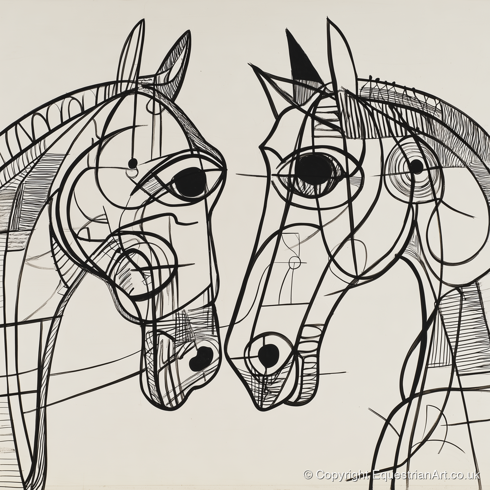 Structural Equine Bond - horse portrait art print and canvas by Conrad Gallagher A.I