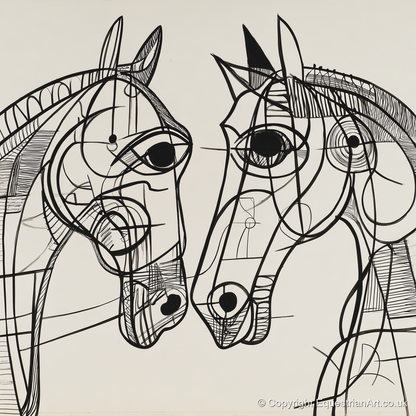 Structural Equine Bond - horse portrait art print and canvas by Conrad Gallagher A.I