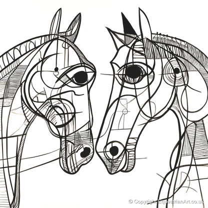 Structural Equine Bond - horse portrait art print and canvas by Conrad Gallagher A.I