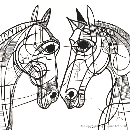 Structural Equine Bond - horse portrait art print and canvas by Conrad Gallagher A.I