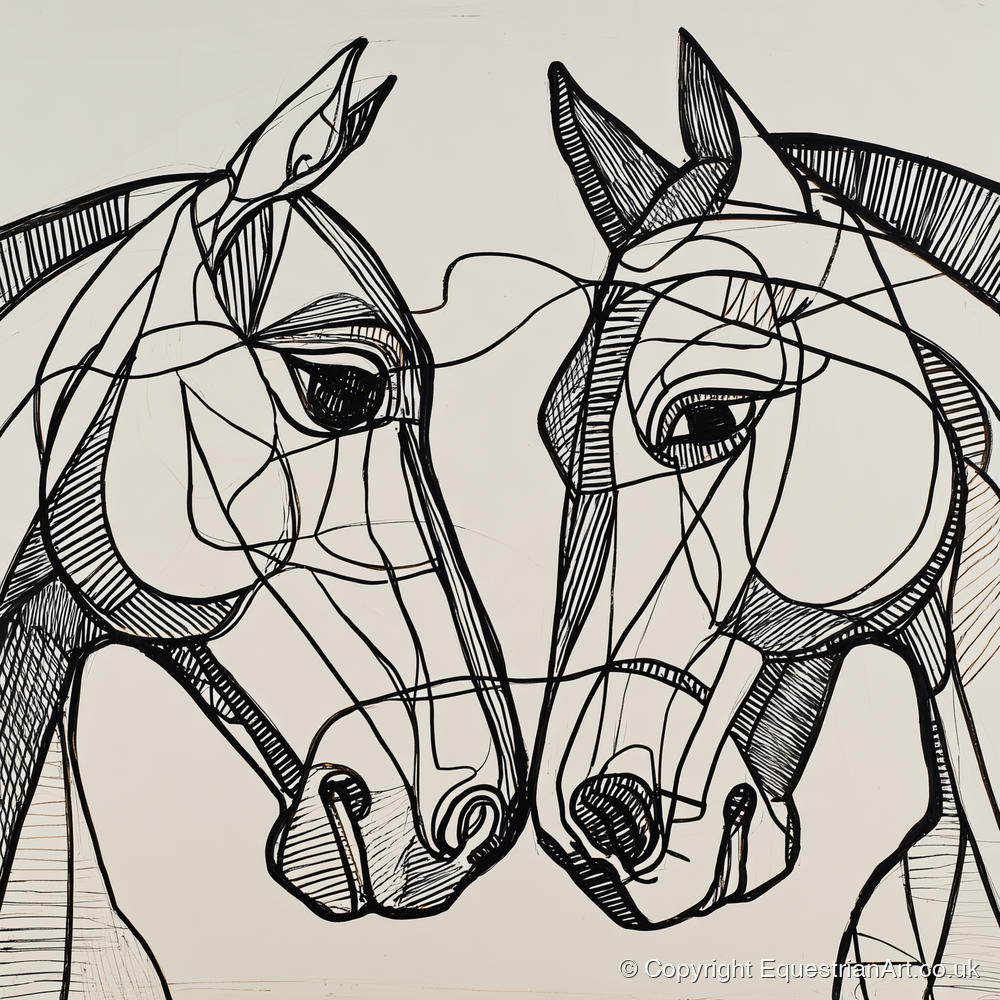 Structural Equine Bond - horse portrait art print and canvas by Conrad Gallagher A.I