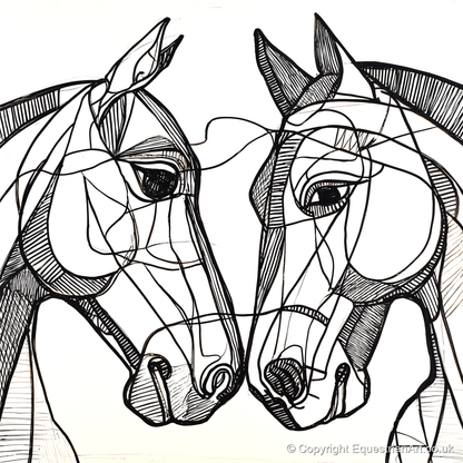 Structural Equine Bond - horse portrait art print and canvas by Conrad Gallagher A.I